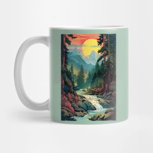 Mountains Trees River Waterfall Woodsy Nature Scene Outdoors Mug